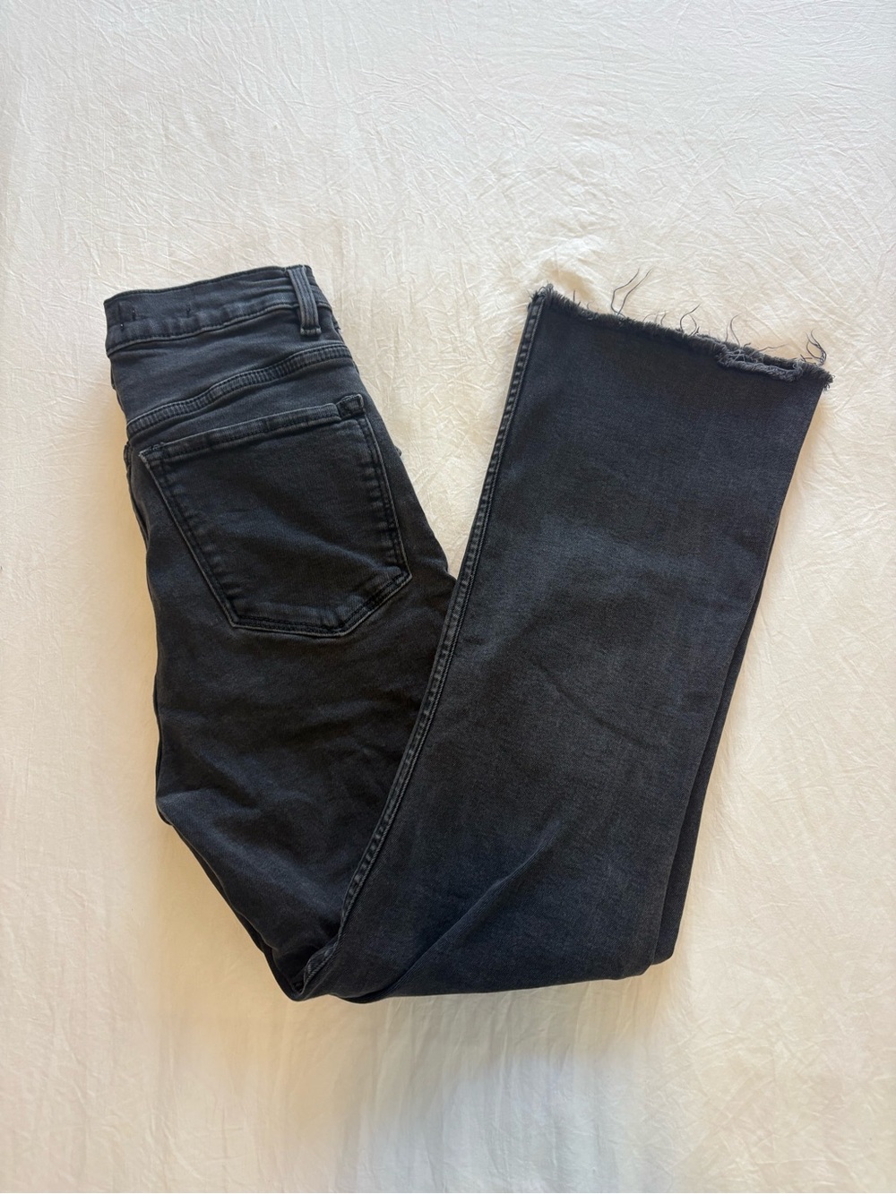 Mango Sienna Black Raw-Hem Cropped Straight Jeans